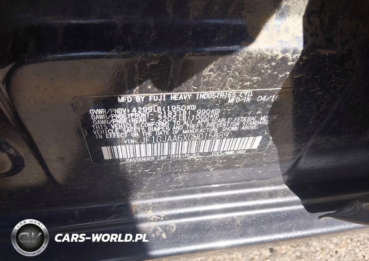 2016 Subaru Impreza 2.0I VIN:JF1GJAA6XGH015689 - 9