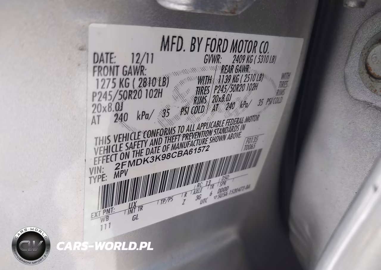 2012 Ford Edge Limited VIN:2FMDK3K98CBA61572 - 9
