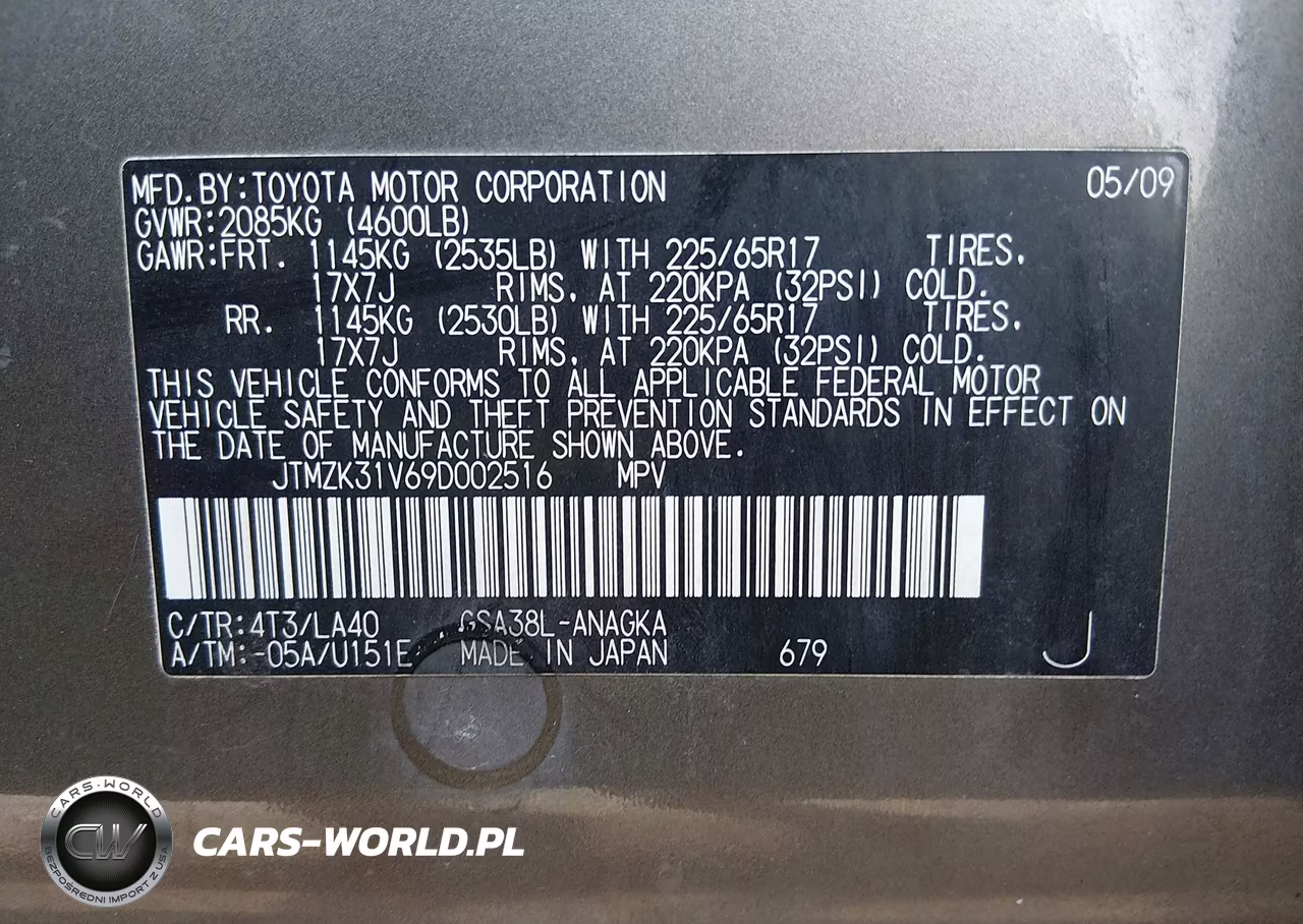 2009 Toyota Rav4 Limited V6 VIN:JTMZK31V69D002516 - 9