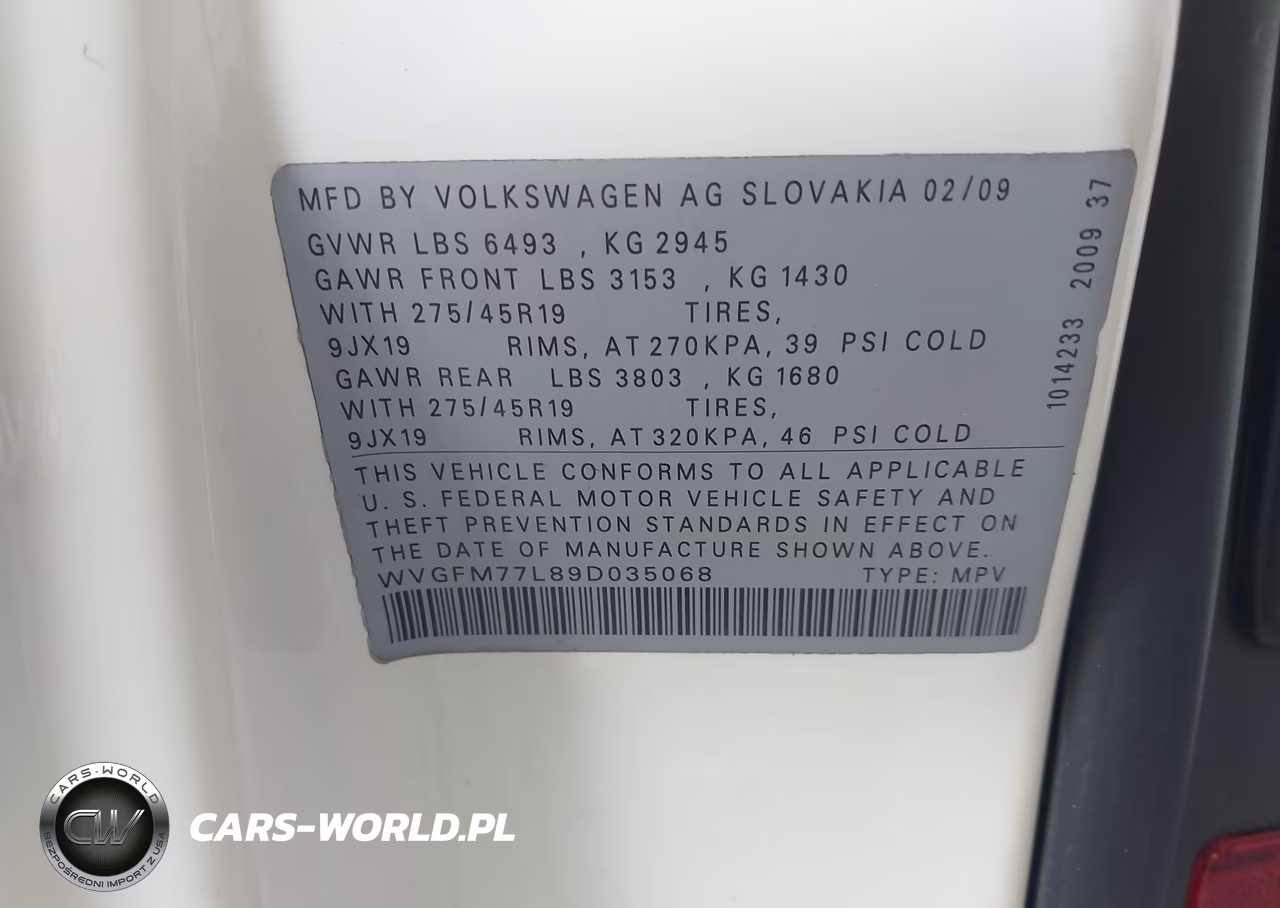 2009 Volkswagen Touareg 2 V6 Tdi VIN:WVGFM77L89D035068 - 9