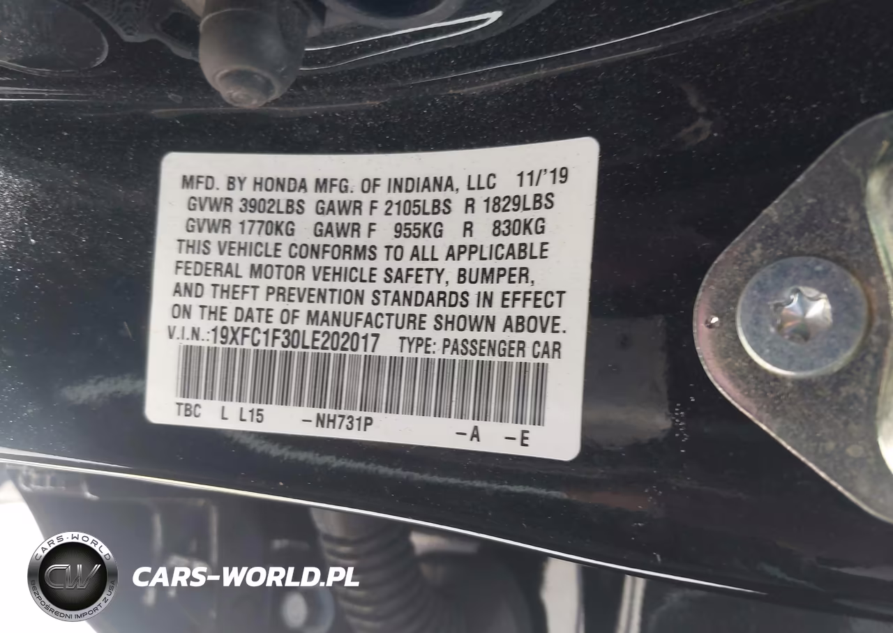 2020 Honda Civic Ex VIN:19XFC1F30LE202017 - 9