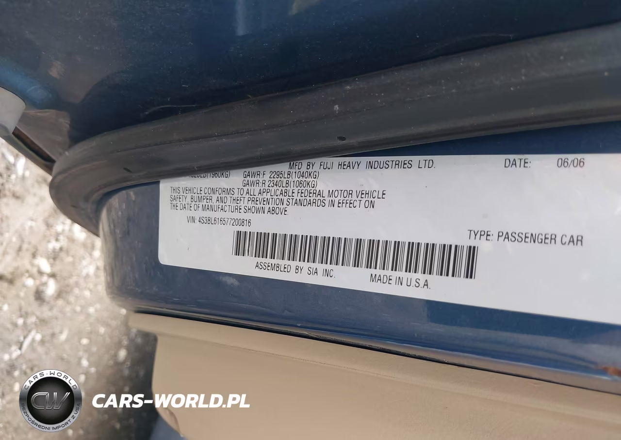 2007 Subaru Legacy 2.5I VIN:4S3BL616577200816 - 9