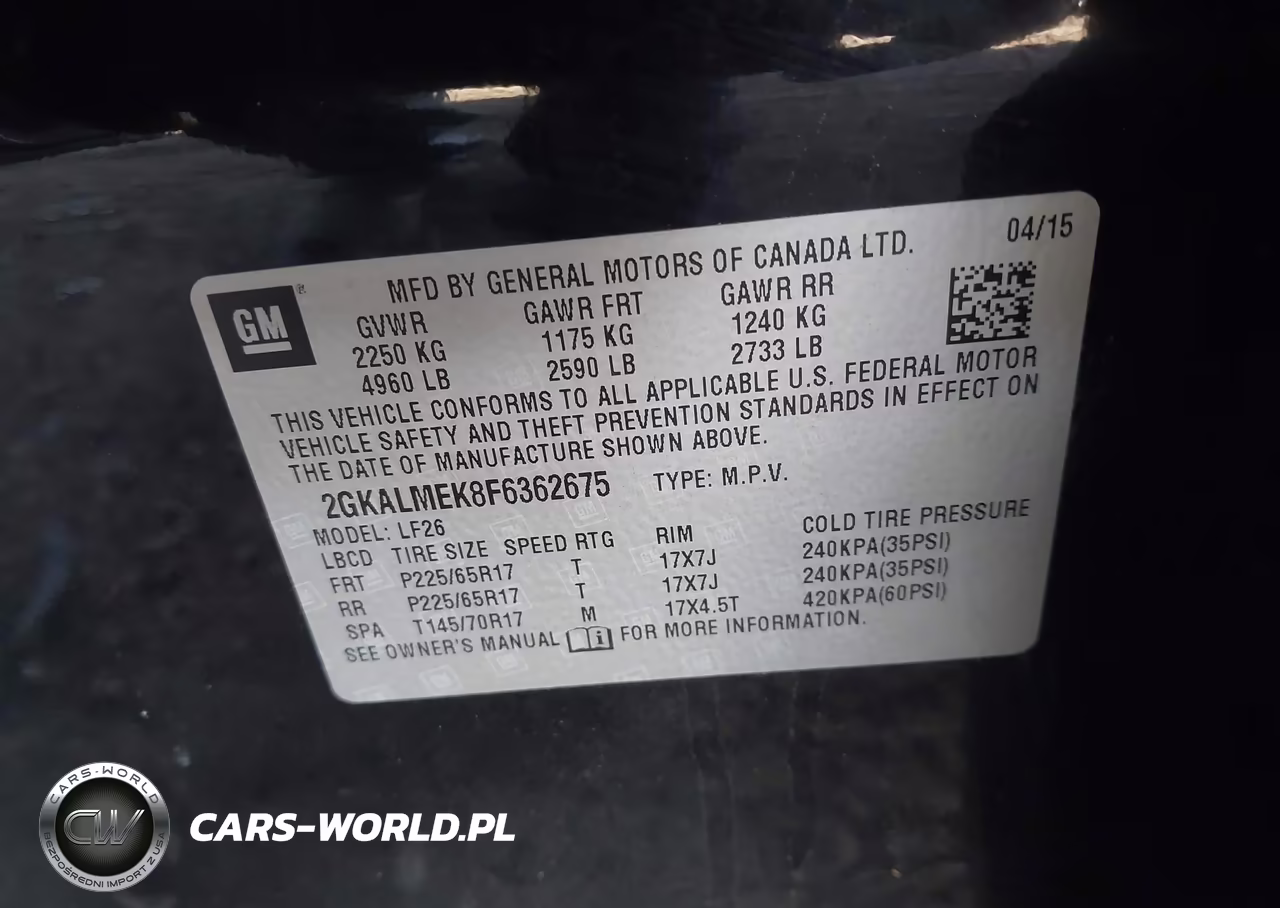 2015 GMC Terrain Sle-1 VIN:2GKALMEK8F6362675 - 9