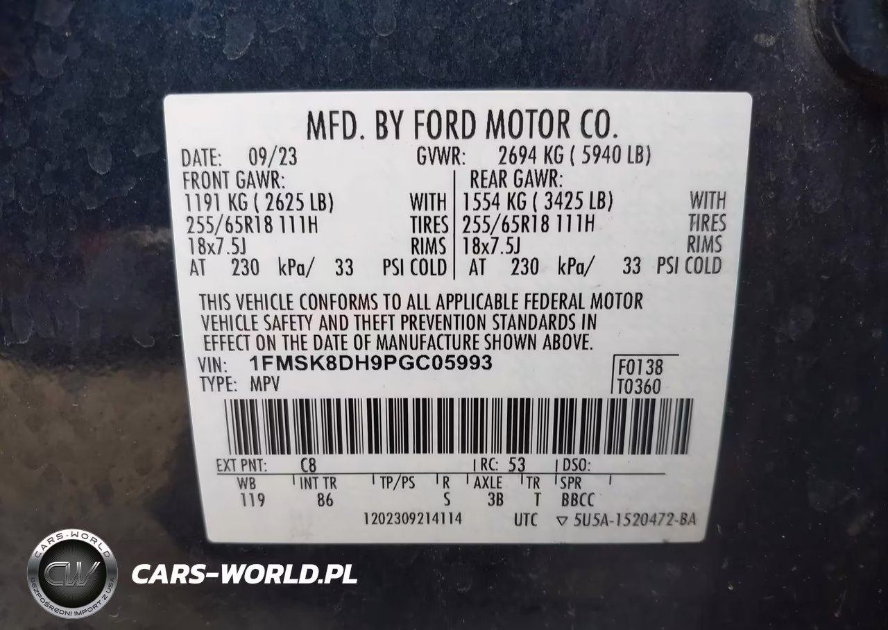 2023 Ford Explorer Xlt VIN:1FMSK8DH9PGC05993 - 9