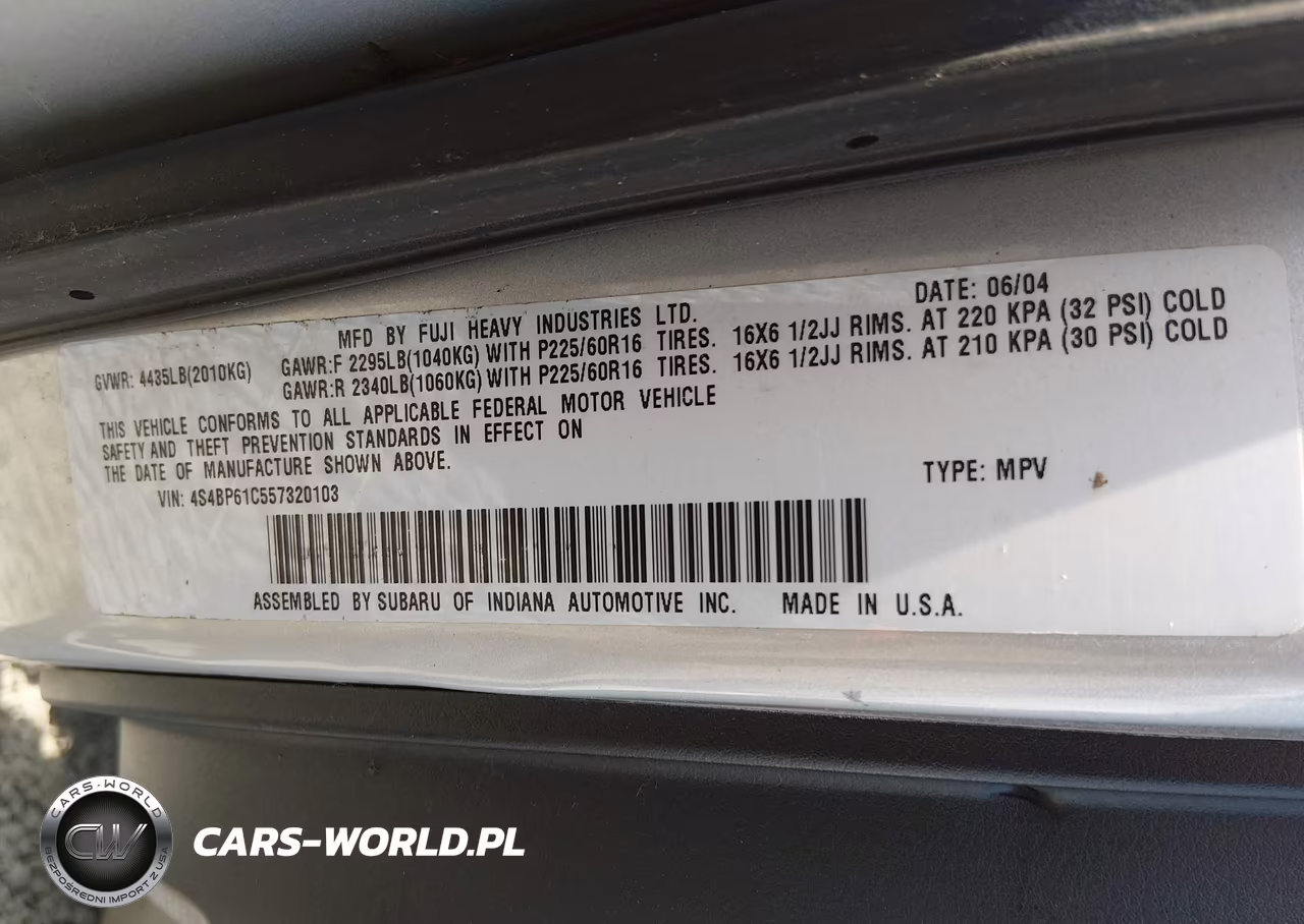 2005 Subaru Outback 2.5I VIN:4S4BP61C557320103 - 9