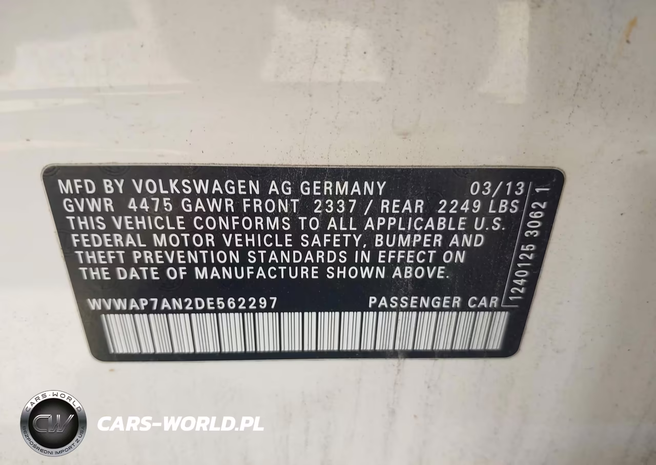 2013 Volkswagen Cc 2.0T Sport VIN:WVWAP7AN2DE562297 - 9