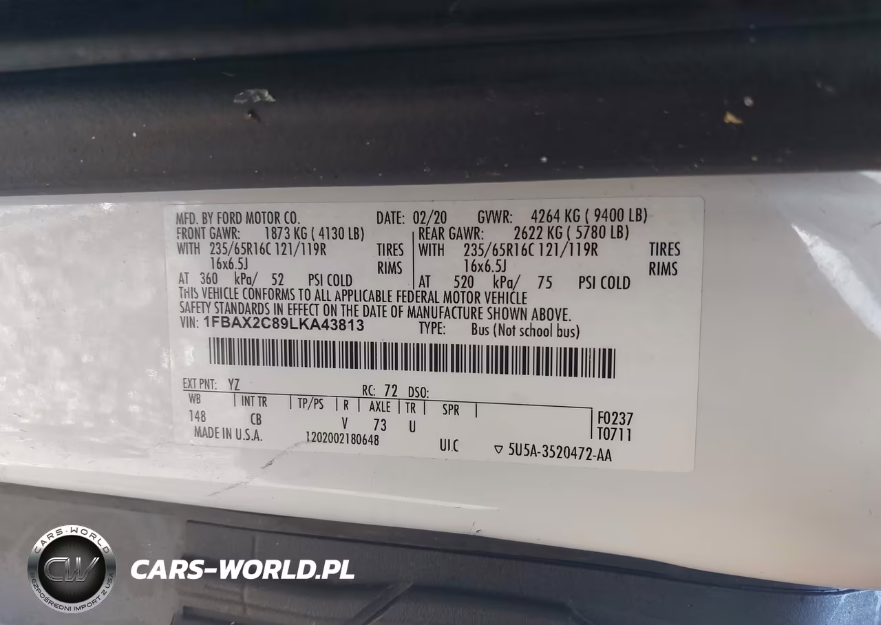 2020 Ford Transit-350 Passenger Van Xlt VIN:1FBAX2C89LKA43813 - 9