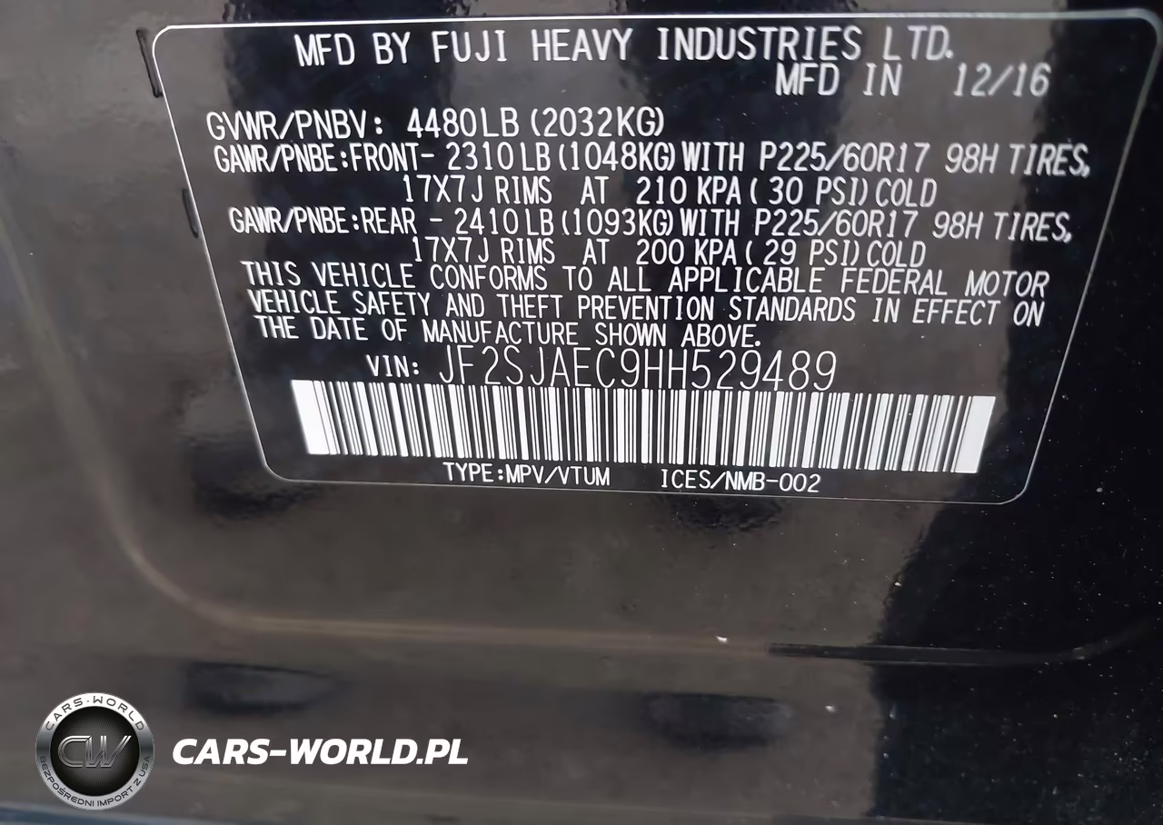 2017 Subaru Forester 2.5I Premium VIN:JF2SJAEC9HH529489 - 9