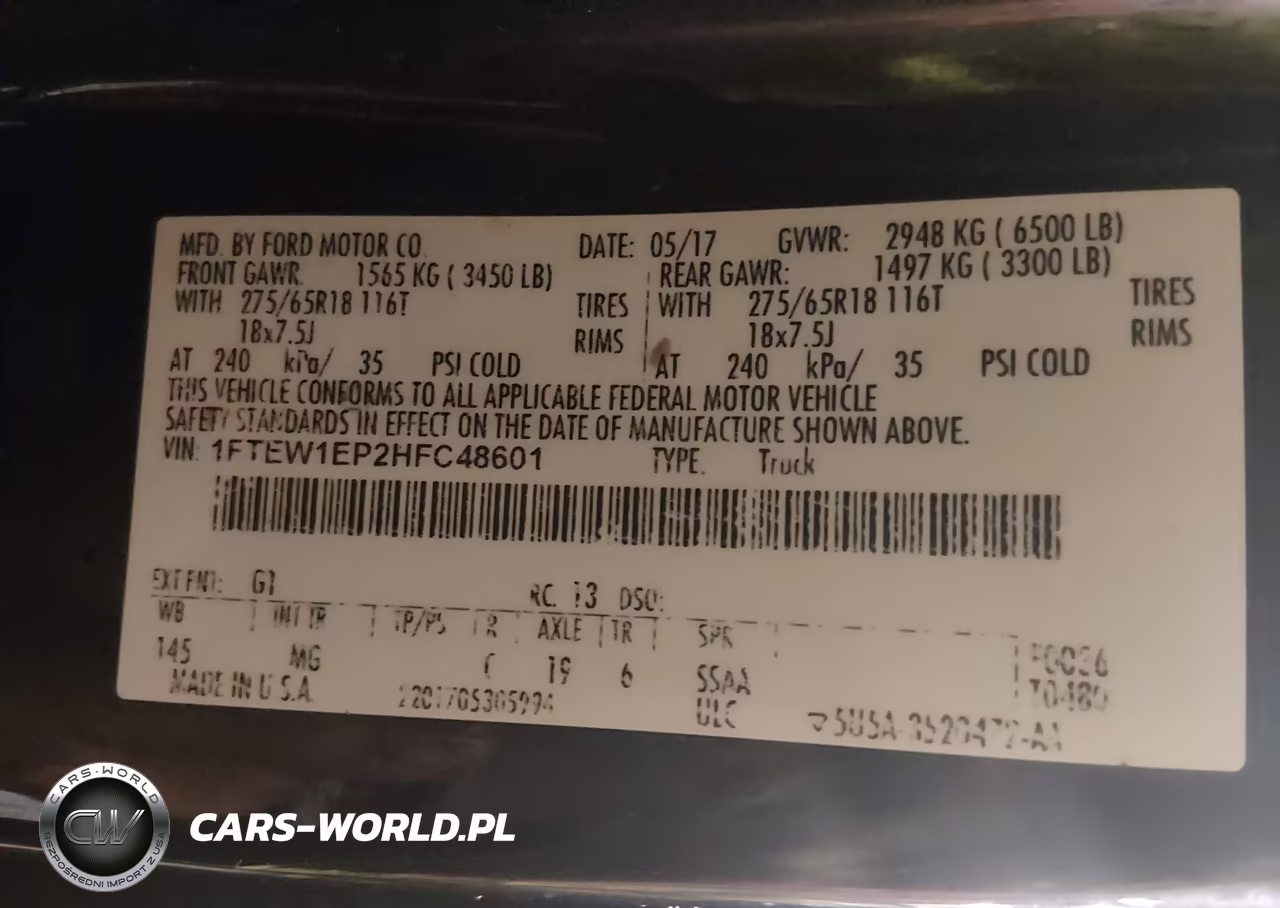 2017 Ford F-150 Lariat-Xl-Xlt VIN:1FTEW1EP2HFC48601 - 9