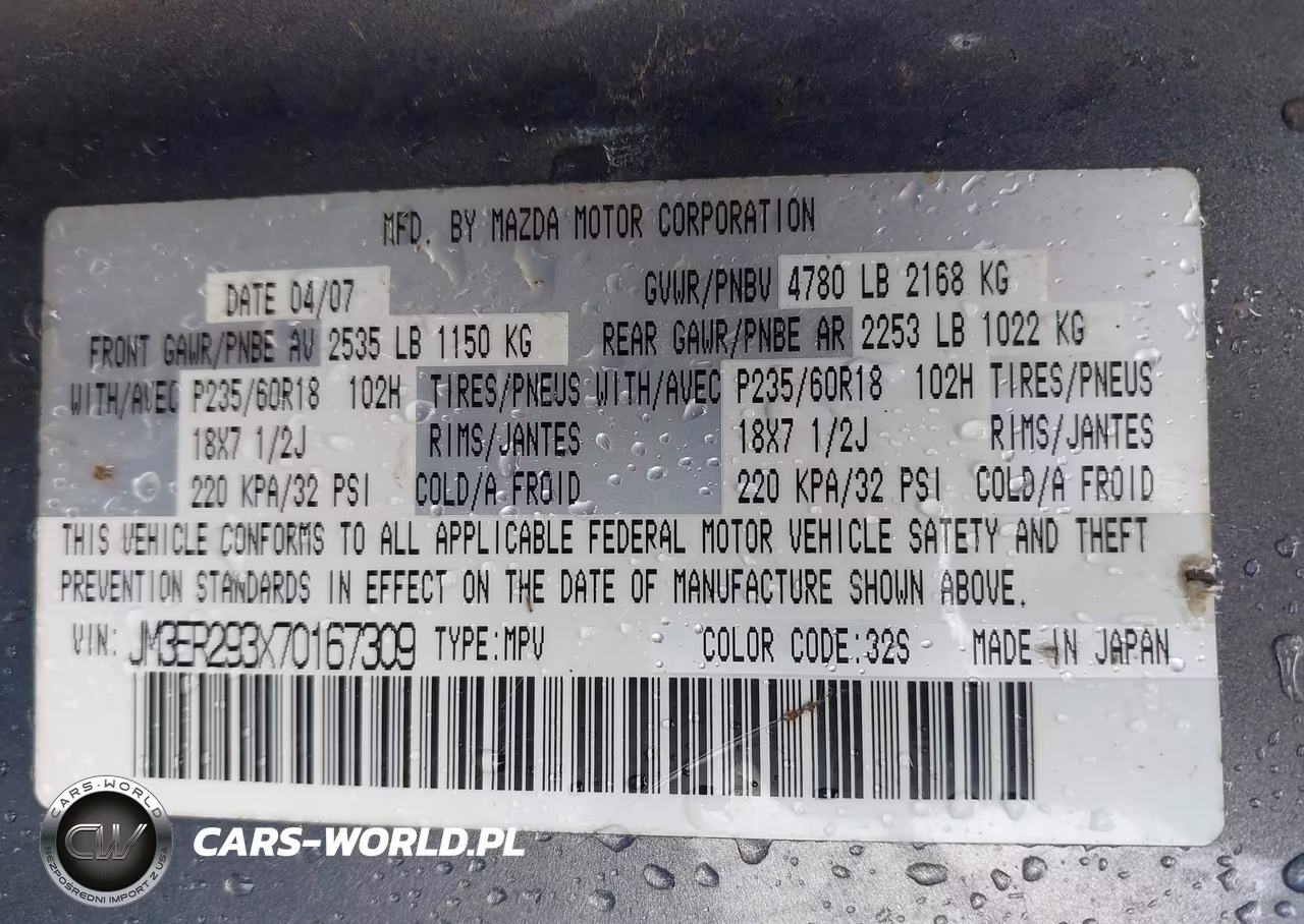 2007 Mazda Cx-7 Sport VIN:JM3ER293X70167309 - 9