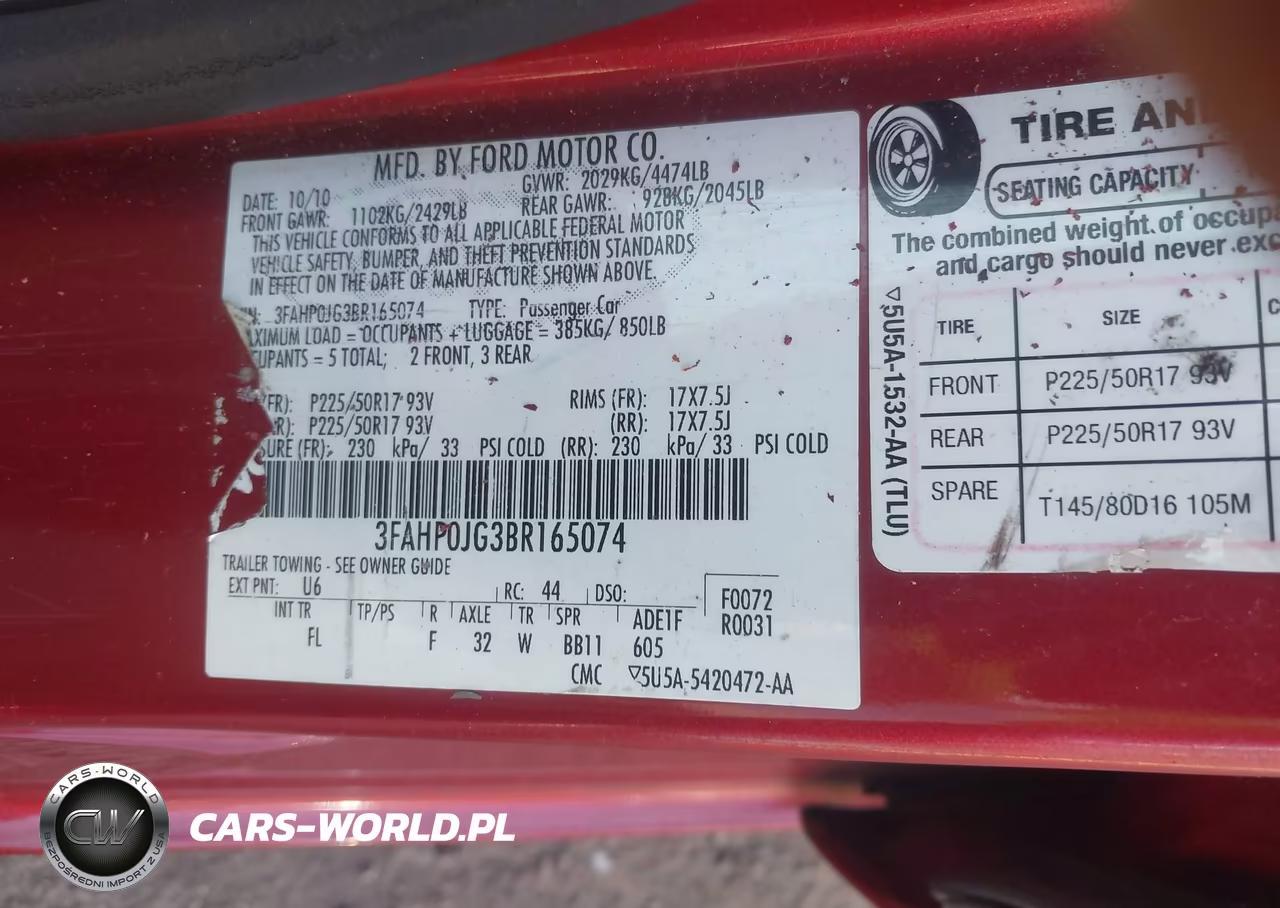 2011 Ford Fusion Sel VIN:3FAHP0JG3BR165074 - 9