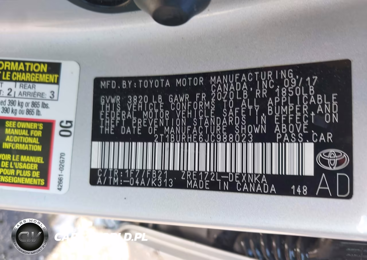 2018 Toyota Corolla Le VIN:2T1BURHE6JC988023 - 9