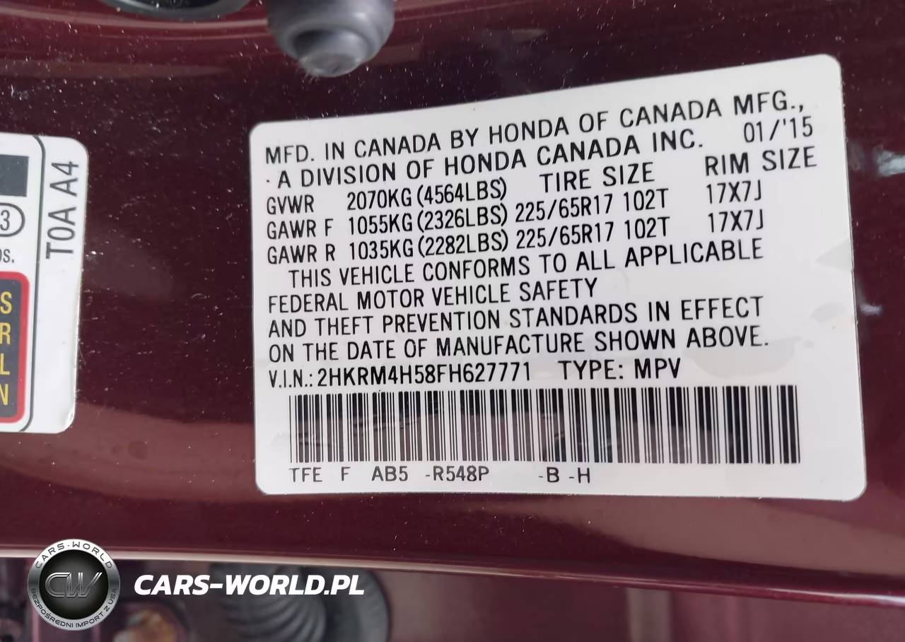 2015 Honda Cr-V Ex VIN:2HKRM4H58FH627771 - 9