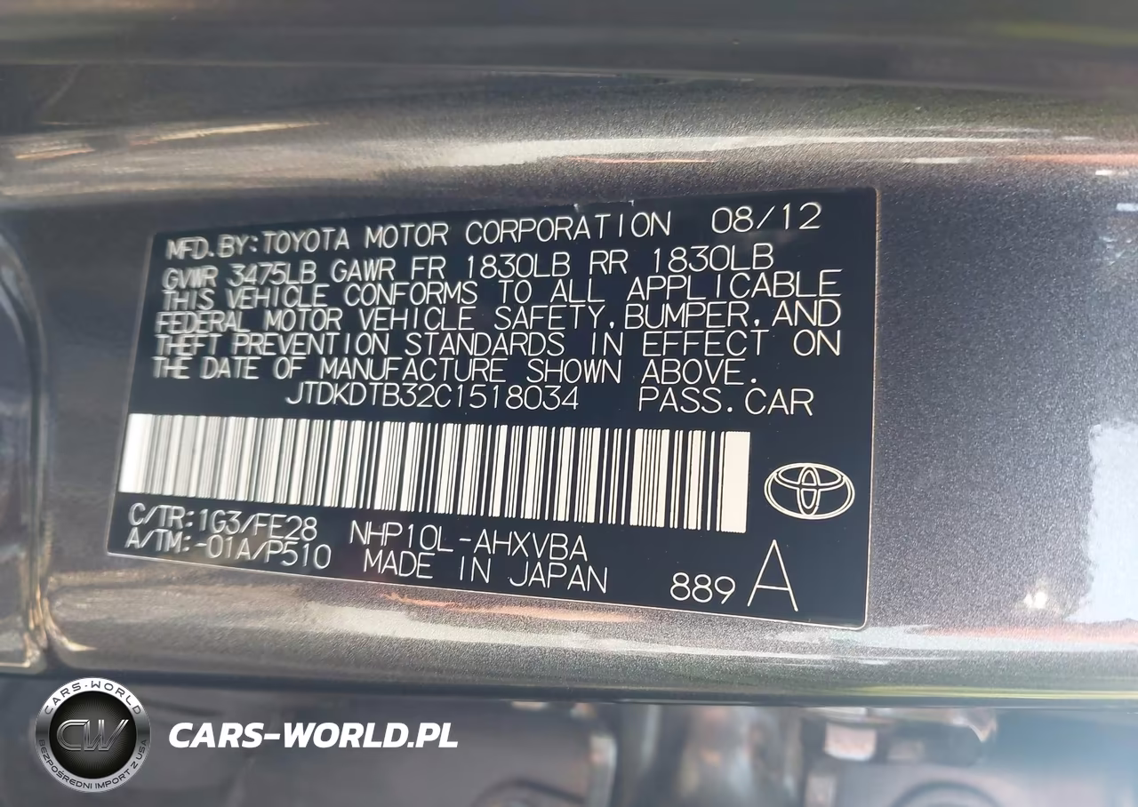 2012 Toyota Prius C One VIN:JTDKDTB32C1518034 - 9