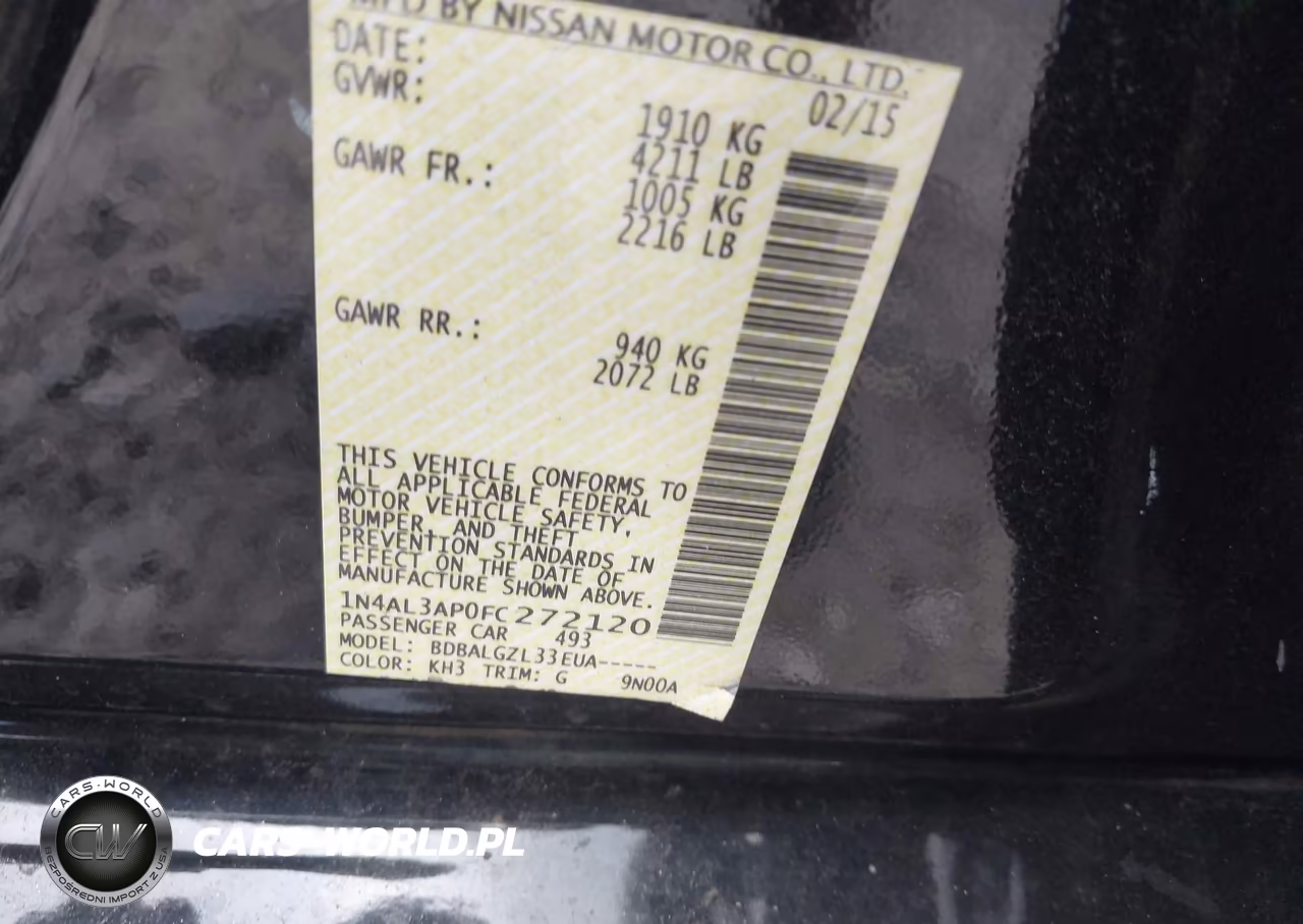 2015 Nissan Altima 2.5-2.5 S-2.5 Sl-2.5 Sv VIN:1N4AL3AP0FC272120 - 9
