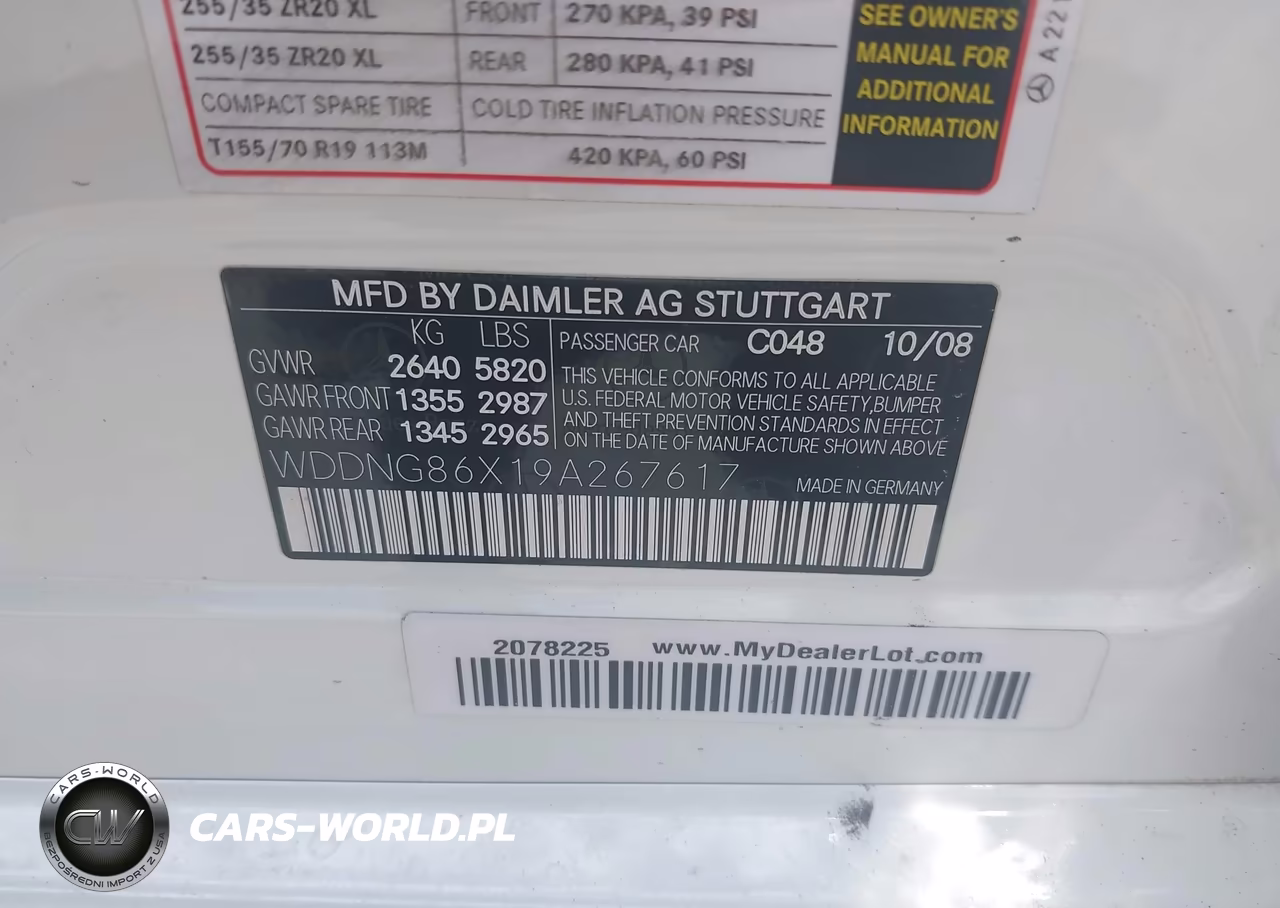2009 Mercedes-Benz S 550 4Matic VIN:WDDNG86X19A267617 - 9