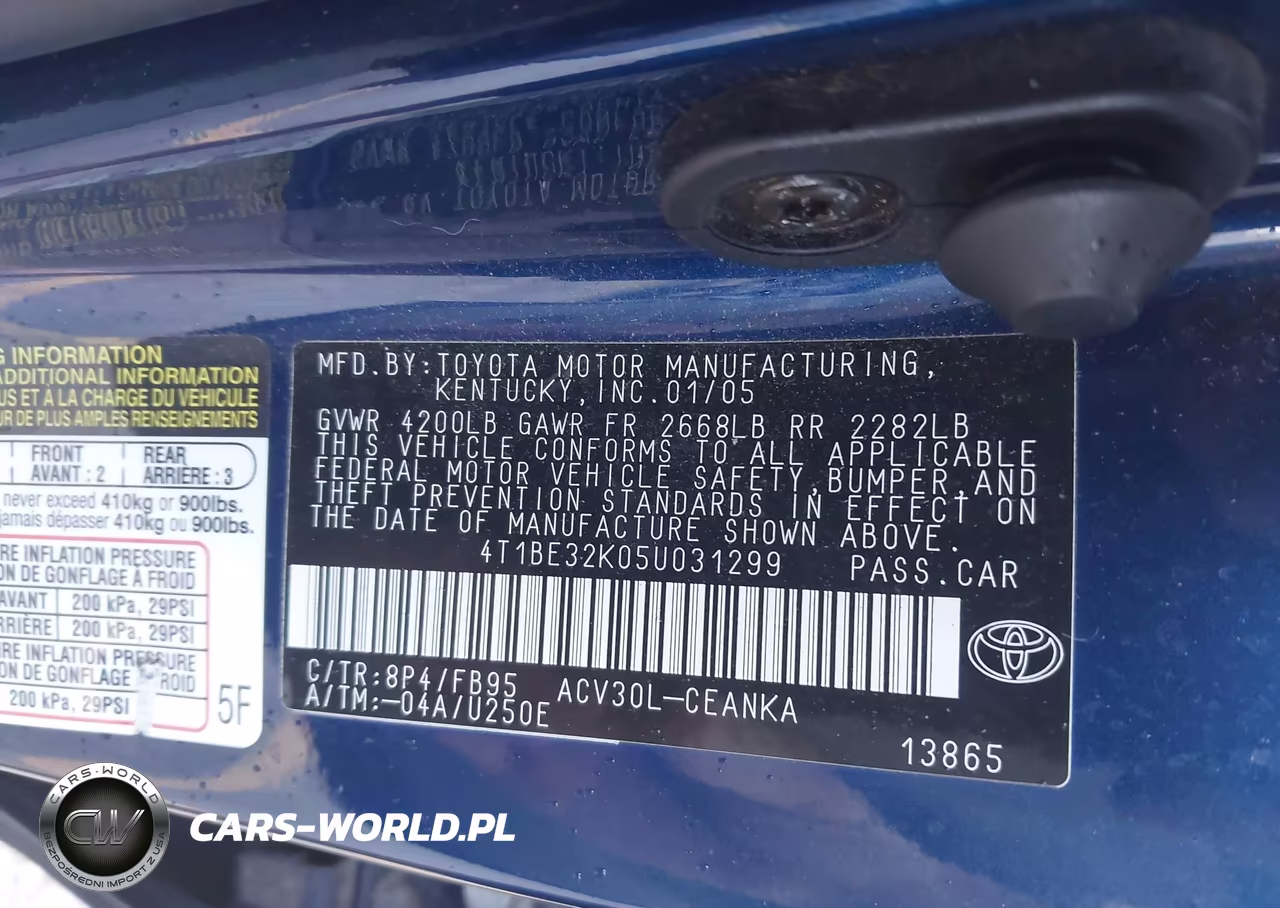 2005 Toyota Camry VIN:4TIBE32K05U031299 - 9