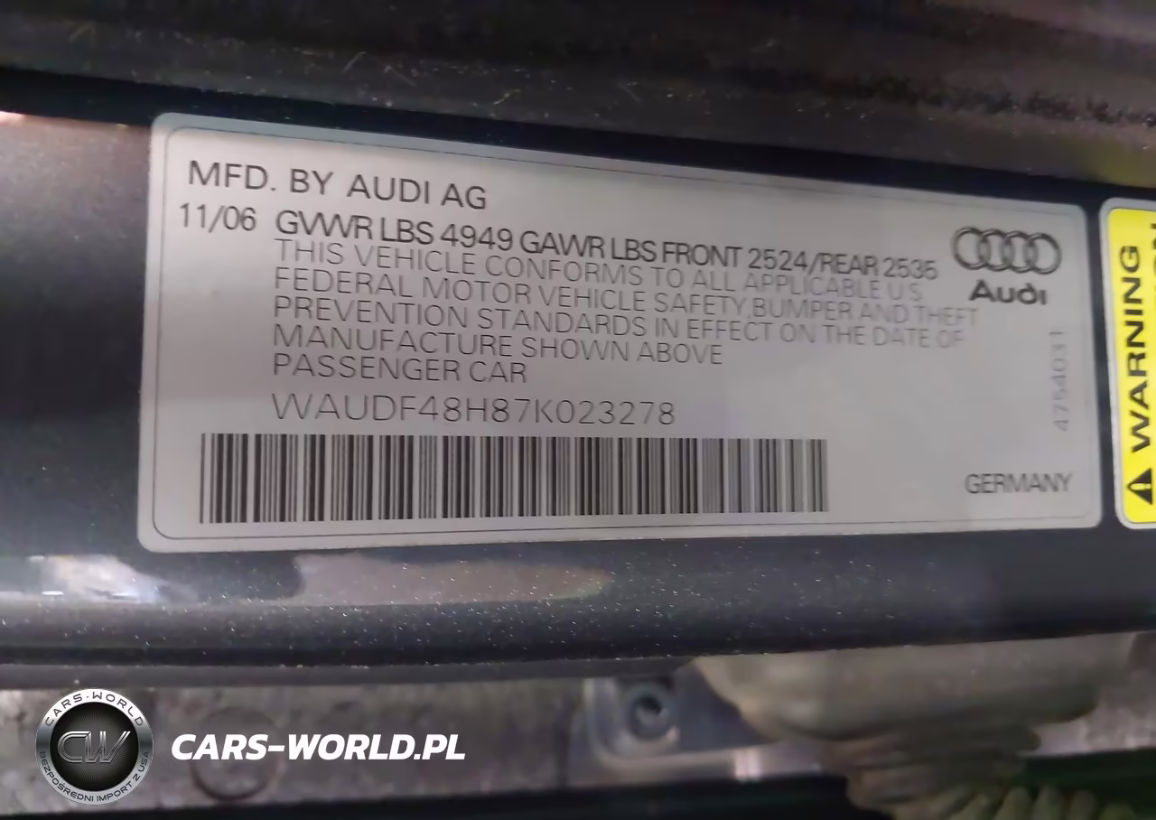 2007 Audi A4 2.0T VIN:WAUDF48H87K023278 - 9