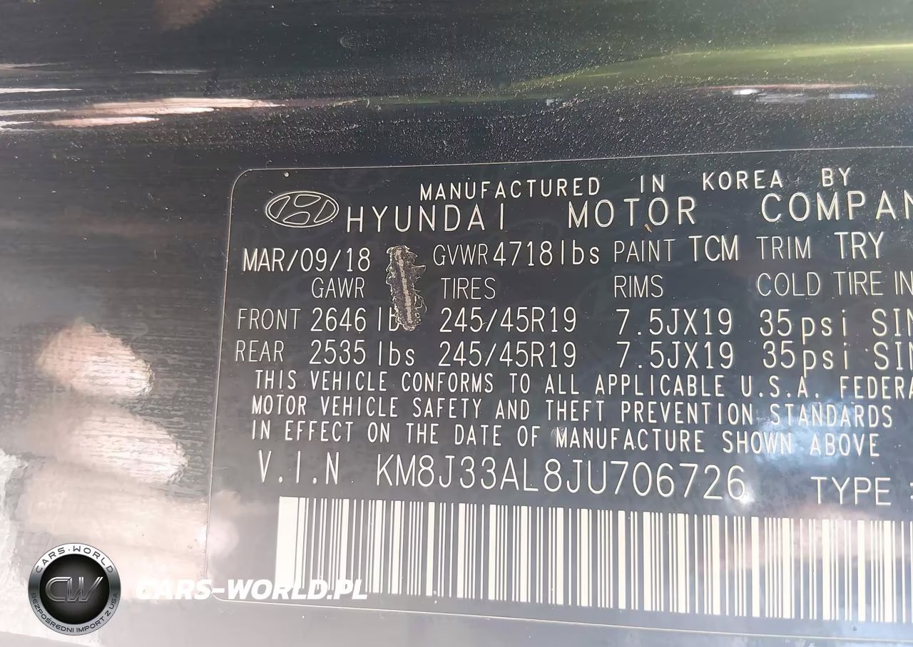 2018 Hyundai Tucson Sport VIN:KM8J33AL8JU706726 - 9