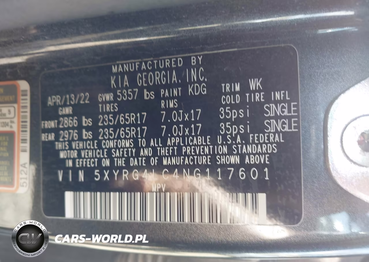 2022 Kia Sorento Lx VIN:5XYRG4LC4NG117601 - 9
