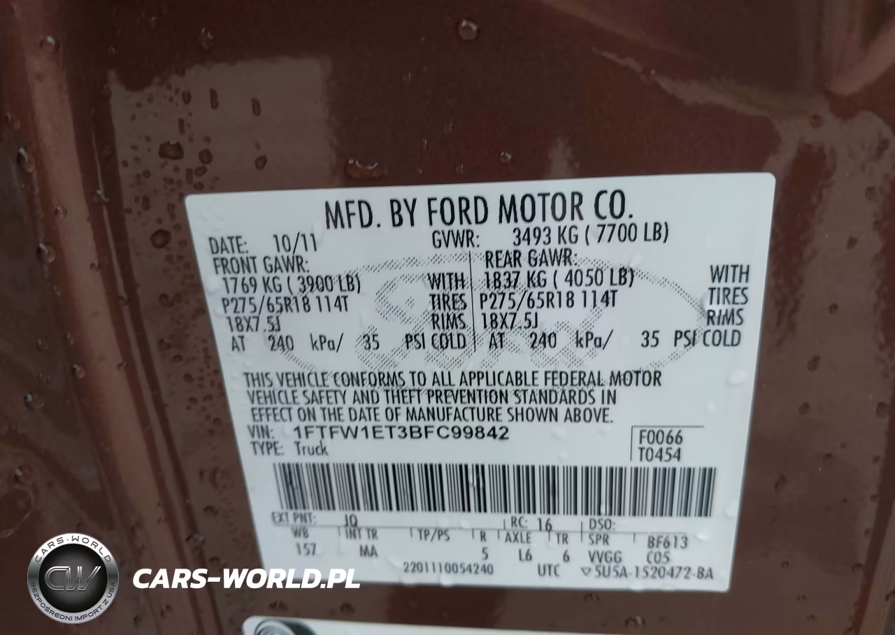 2011 Ford F-150 Xlt VIN:1FTFW1ET3BFC99842 - 9