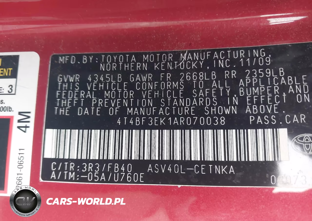 2010 Toyota Camry Le VIN:4T4BF3EK1AR070038 - 9