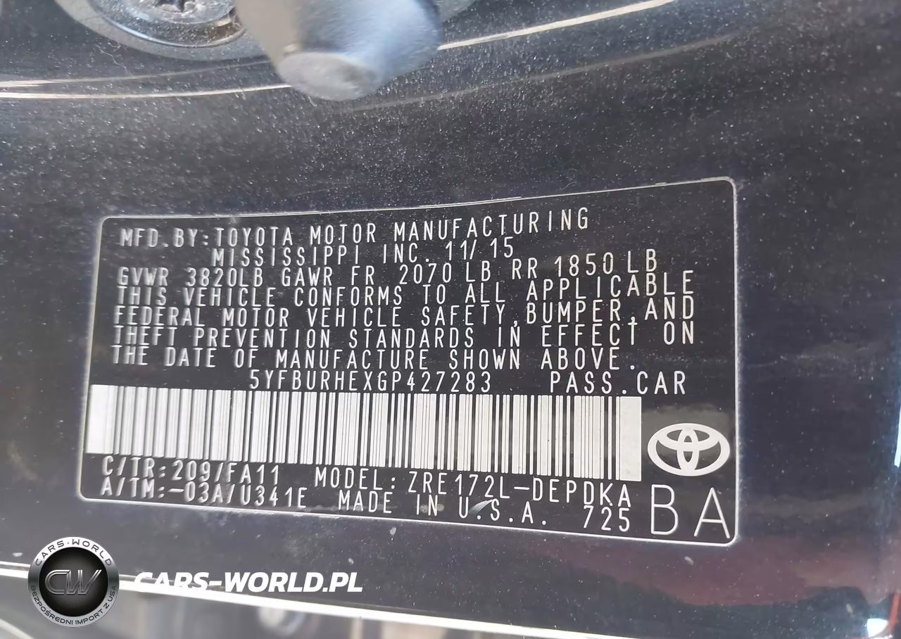2016 Toyota Corolla L VIN:5YFBURHEXGP427283 - 9