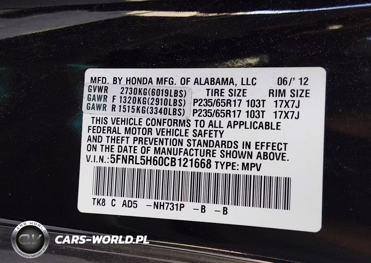 2012 Honda Odyssey Ex-L VIN:5FNRL5H60CB121668 - 9