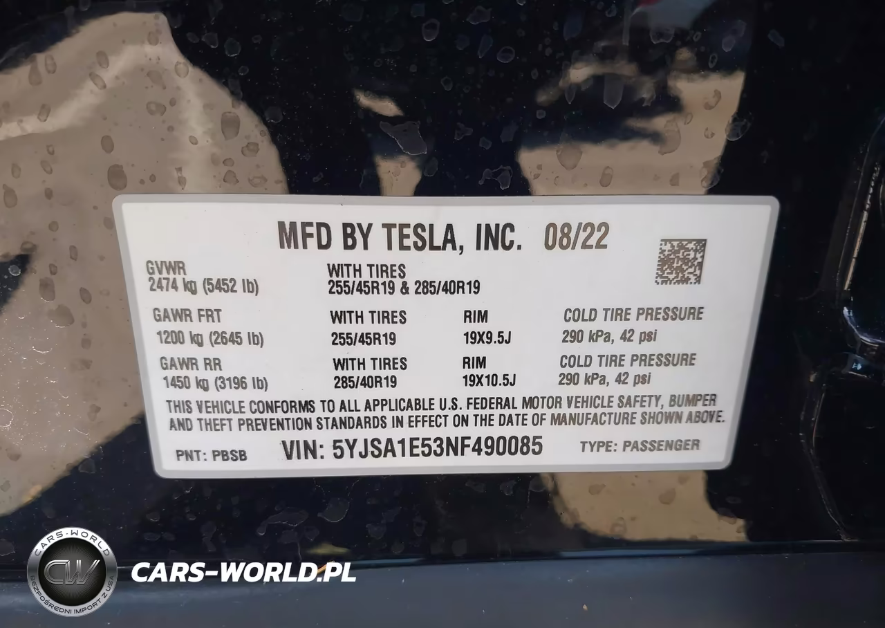 2022 Tesla Model S Dual Motor All-Wheel Drive VIN:5YJSA1E53NF490085 - 9