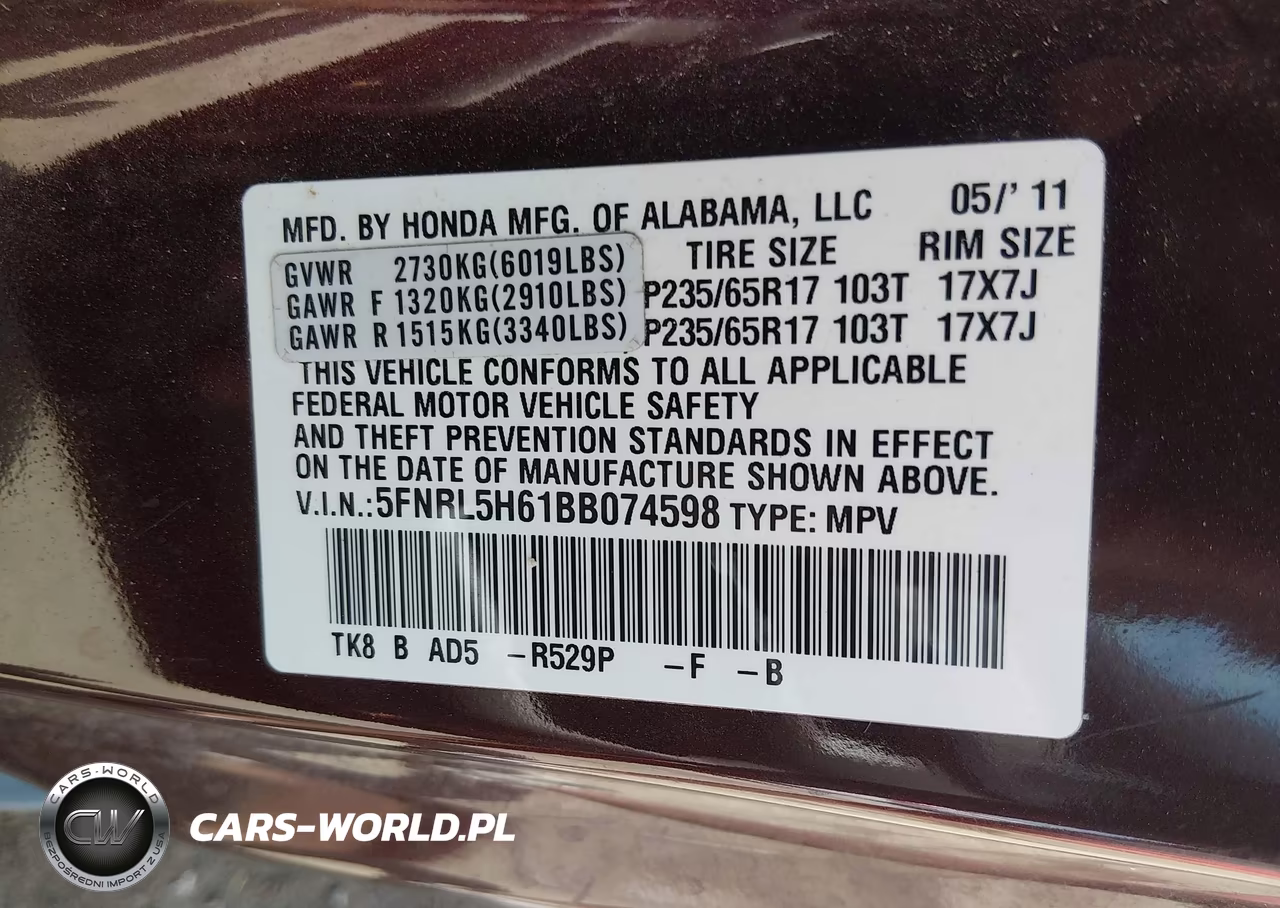 2011 Honda Odyssey Ex-L VIN:5FNRL5H61BB074598 - 9