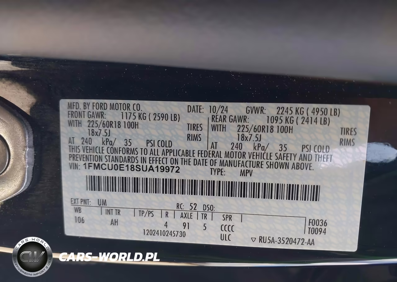 2025 Ford Escape Phev VIN:1FMCU0E18SUA19972 - 9