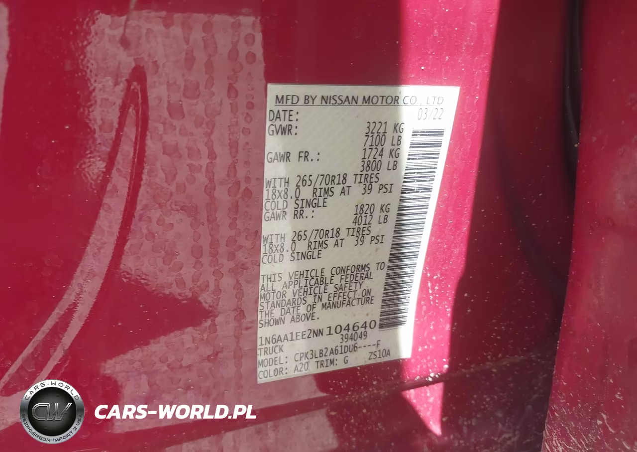 2022 Nissan Titan S VIN:1N6AA1EE2NN104640 - 9