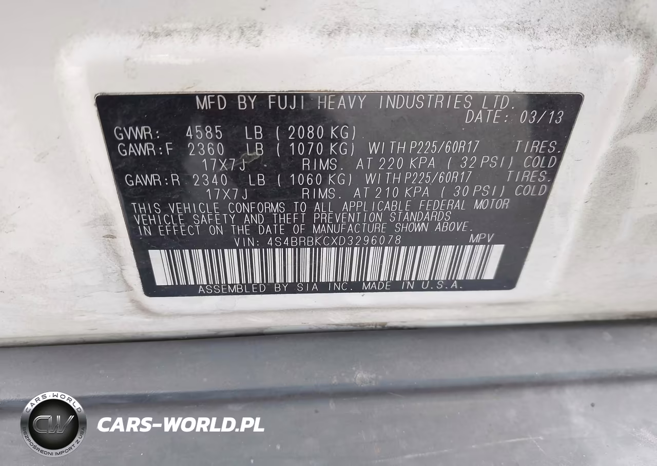 2013 Subaru Outback 2.5I Limited VIN:4S4BRBKCXD3296078 - 9