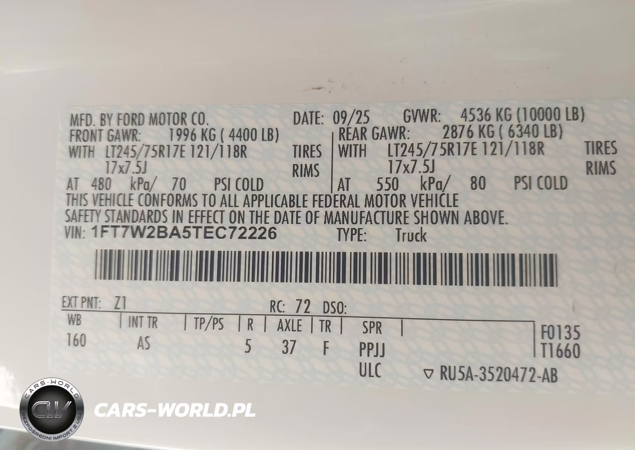 2026 Ford F-250 Xl VIN:1FT7W2BA5TEC72226 - 9