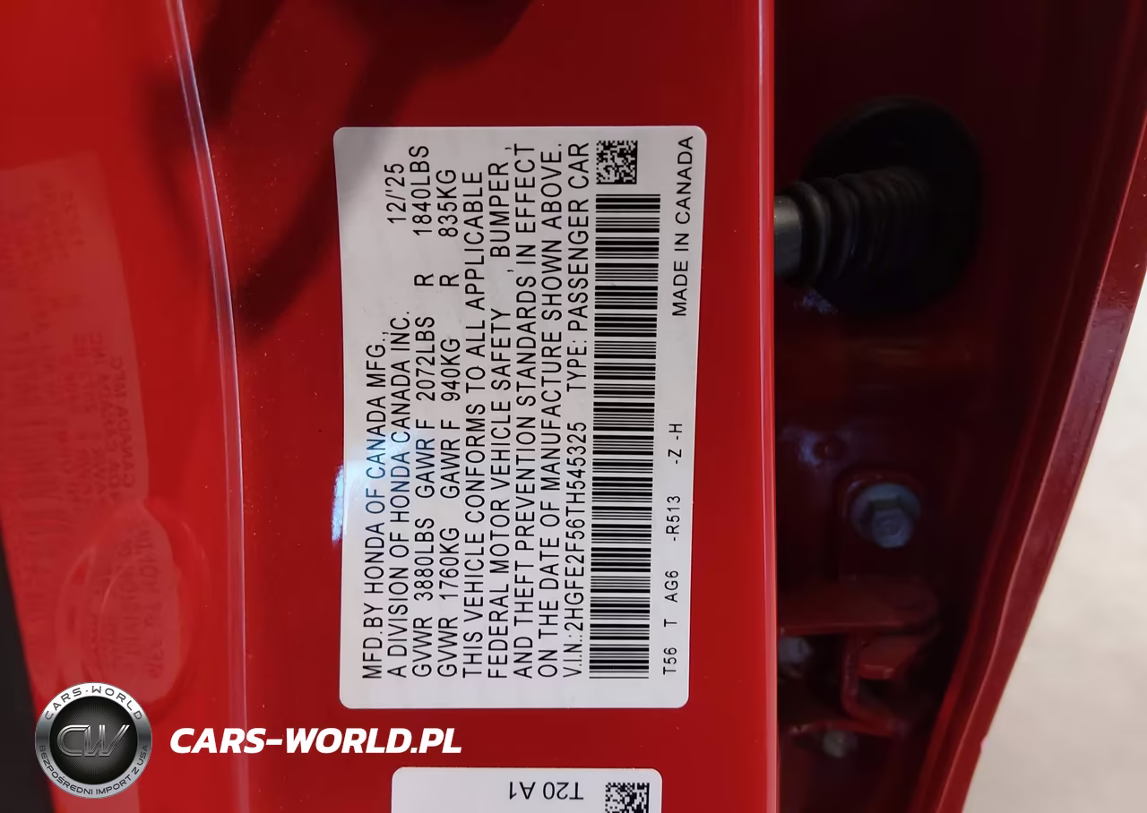 2026 Honda Civic Sport VIN:2HGFE2F56TH545325 - 9
