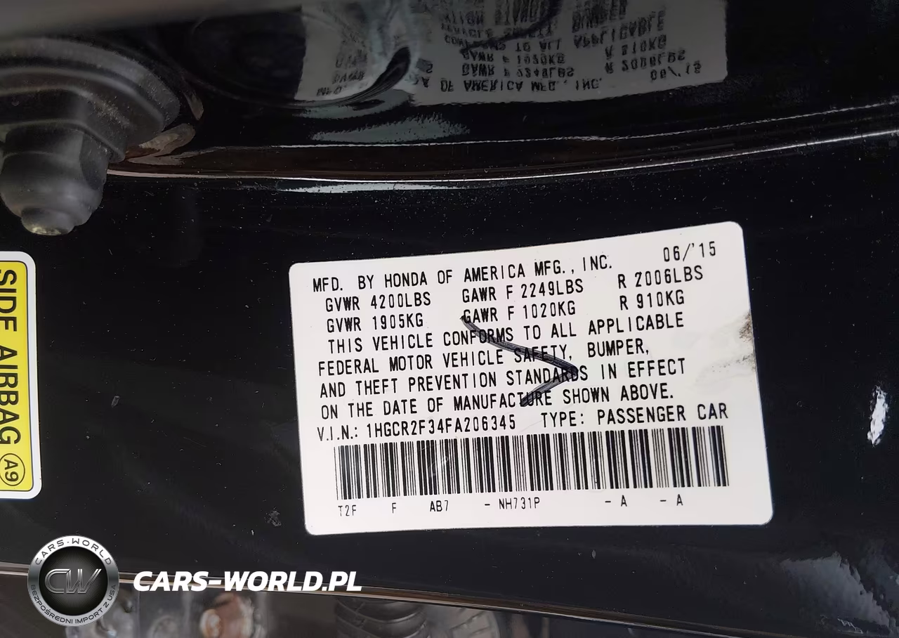 2015 Honda Accord Lx VIN:1HGCR2F34FA206345 - 9
