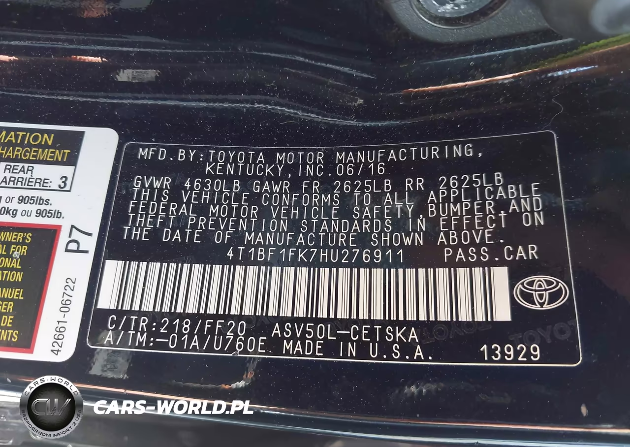 2017 Toyota Camry Se VIN:4T1BF1FK7HU276911 - 9