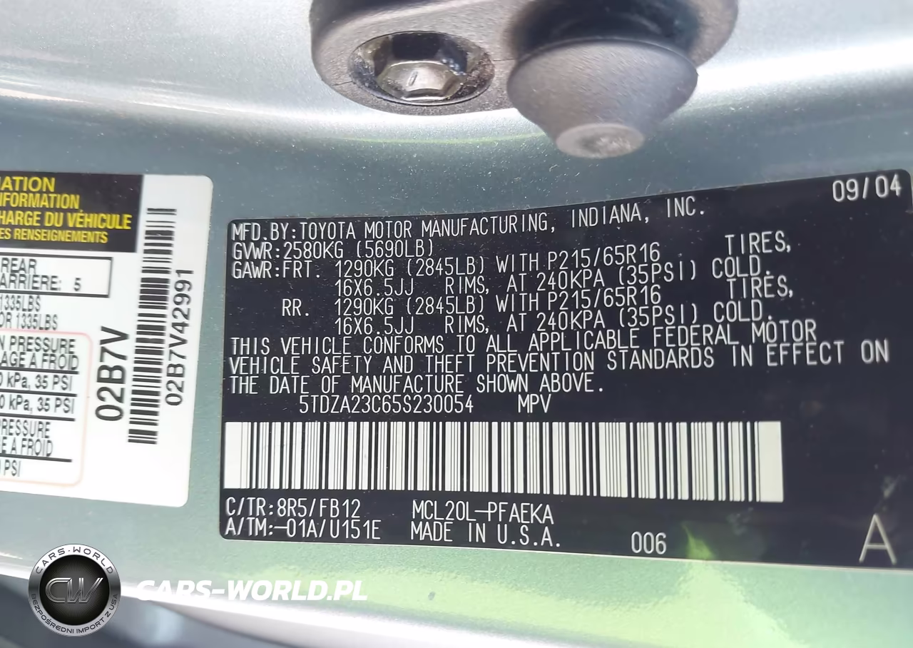 2005 Toyota Sienna Le VIN:5TDZA23C65S230054 - 9
