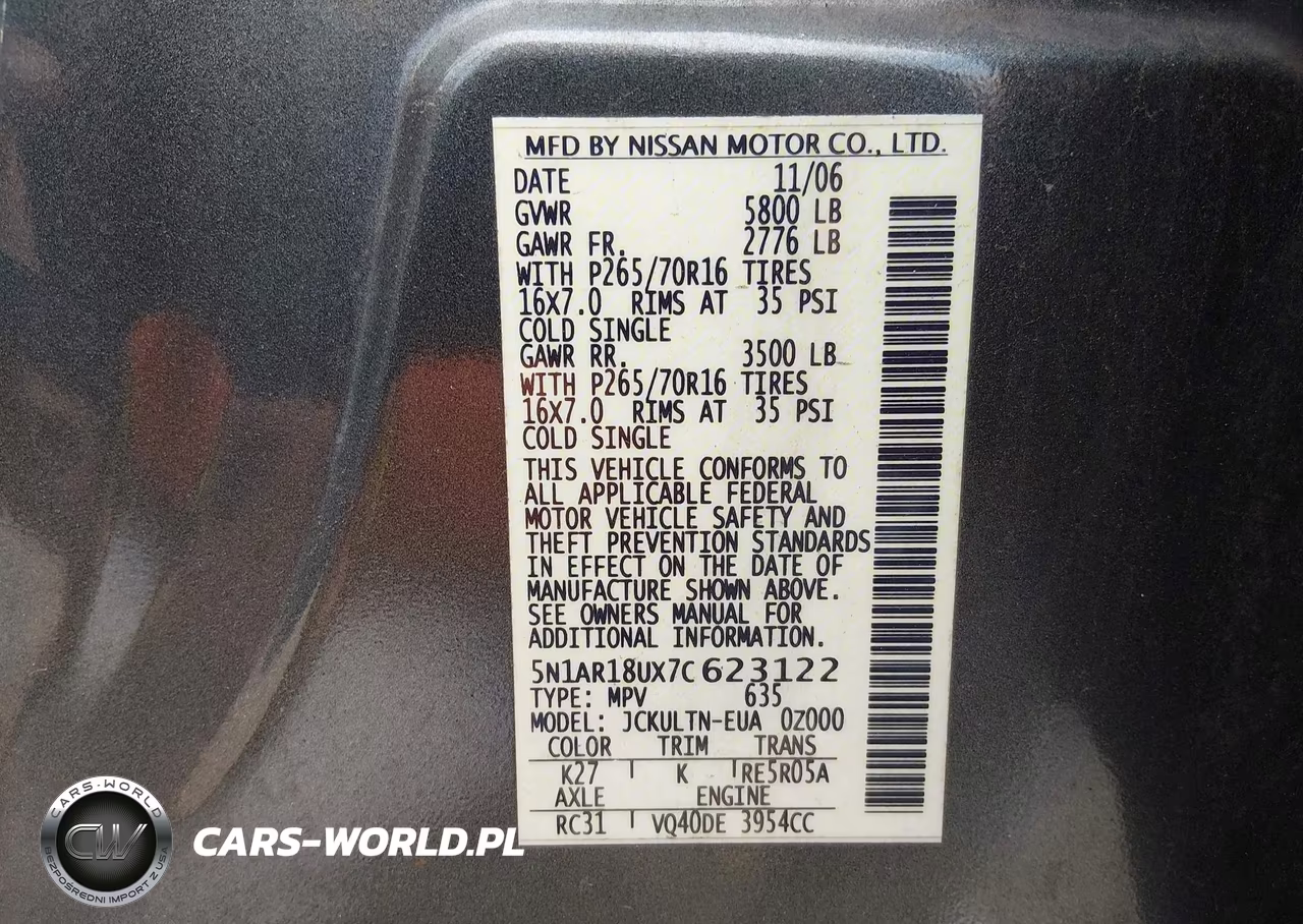 2007 Nissan Pathfinder Se VIN:5N1AR18UX7C623122 - 9