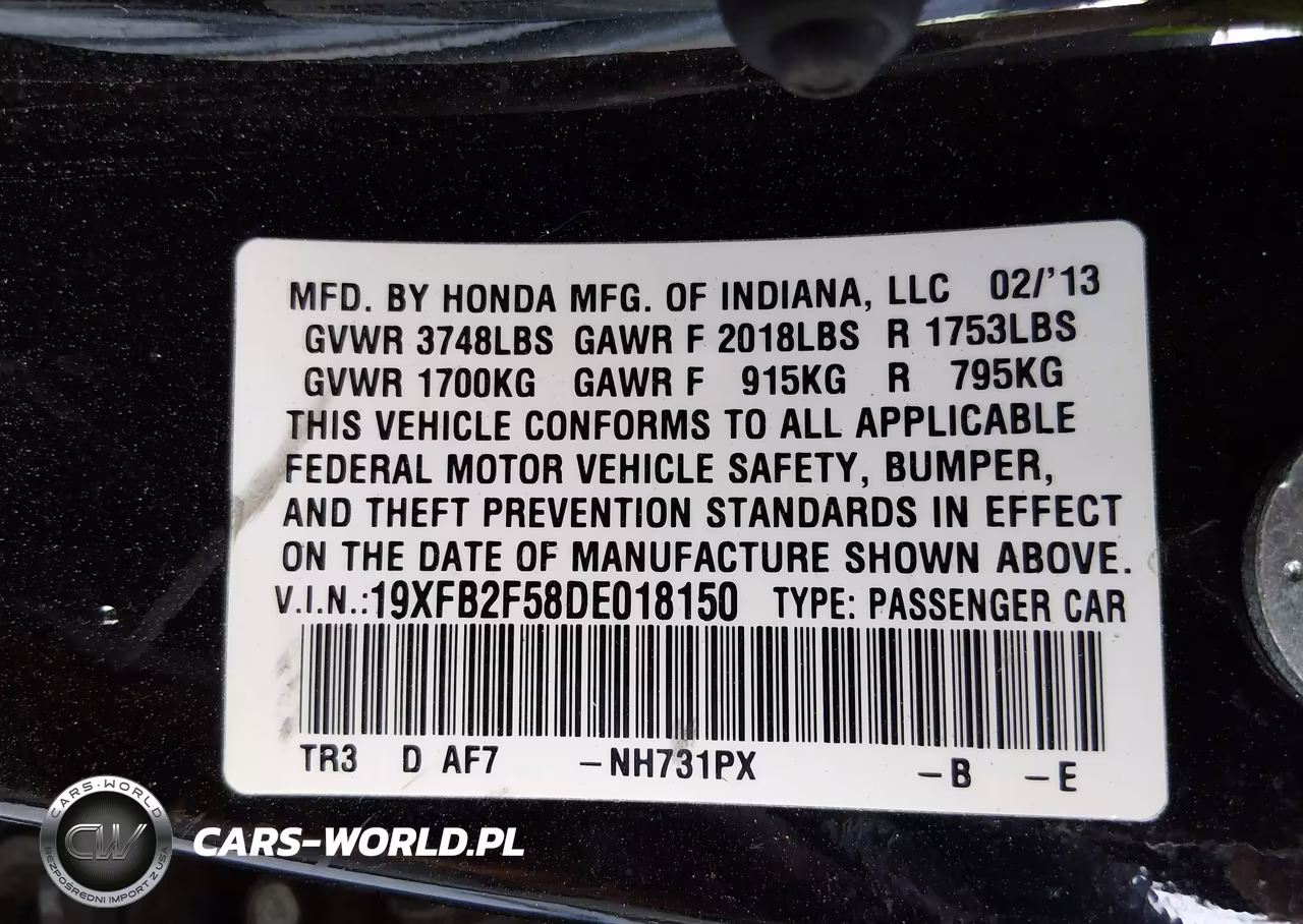 2013 Honda Civic Lx VIN:19XFB2F58DE018150 - 9