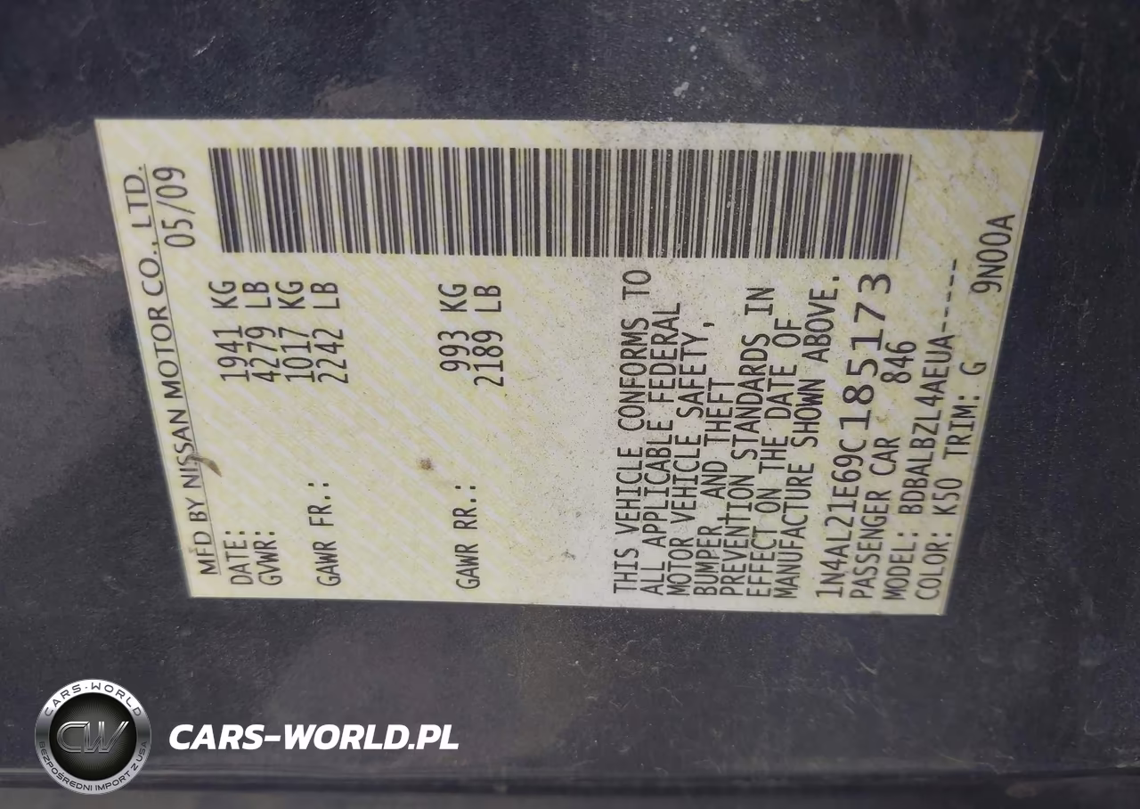 2009 Nissan Altima 2.5 S VIN:1N4AL21E69C185173 - 9