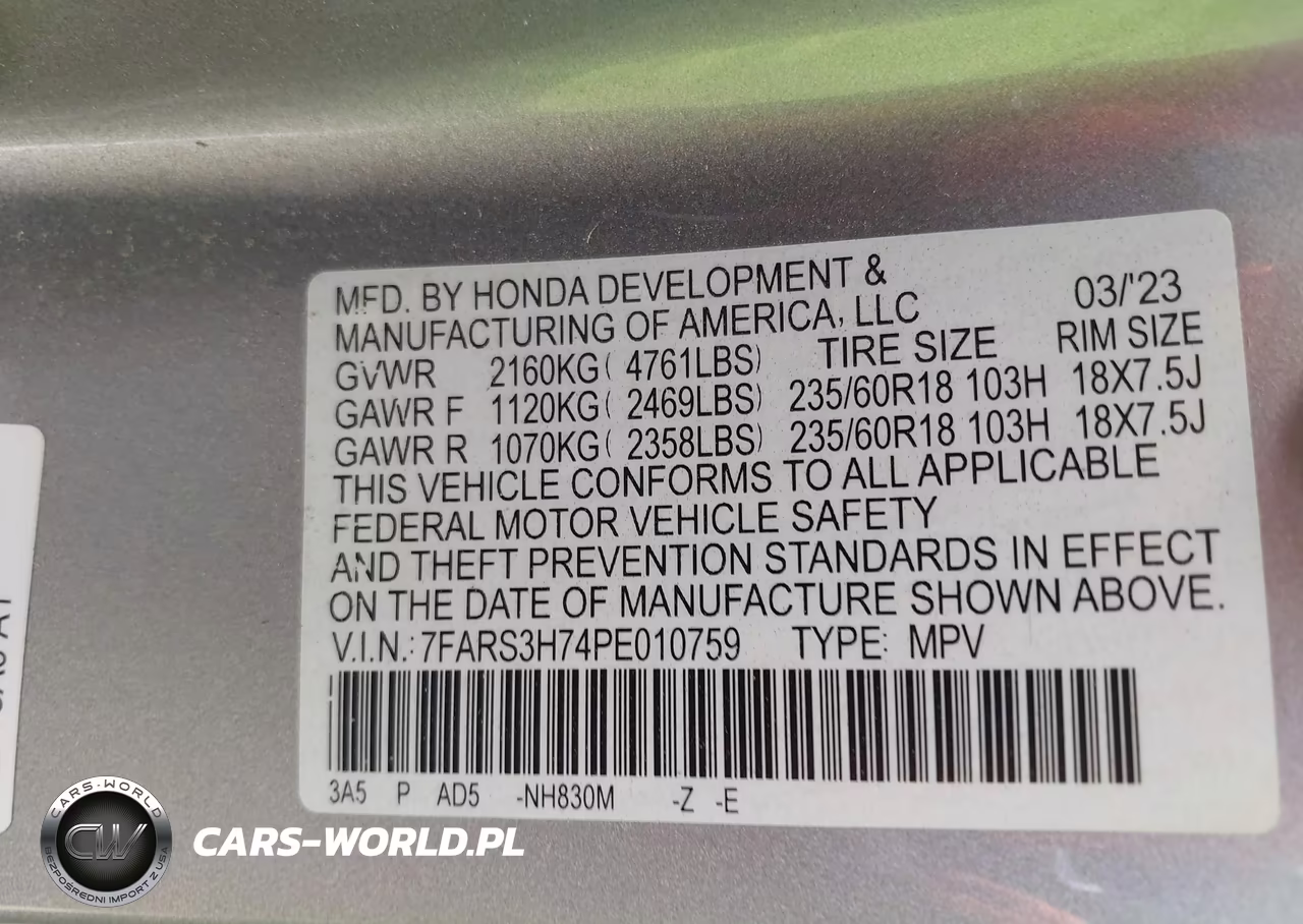 2023 Honda Cr-V Ex-L 2Wd VIN:7FARS3H74PE010759 - 9