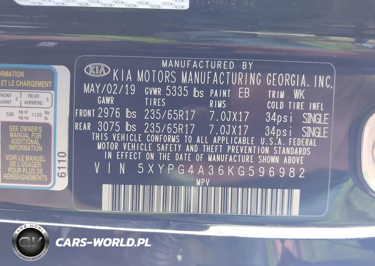 2019 Kia Sorento 2.4L Lx VIN:5XYPG4A36KG596982 - 9