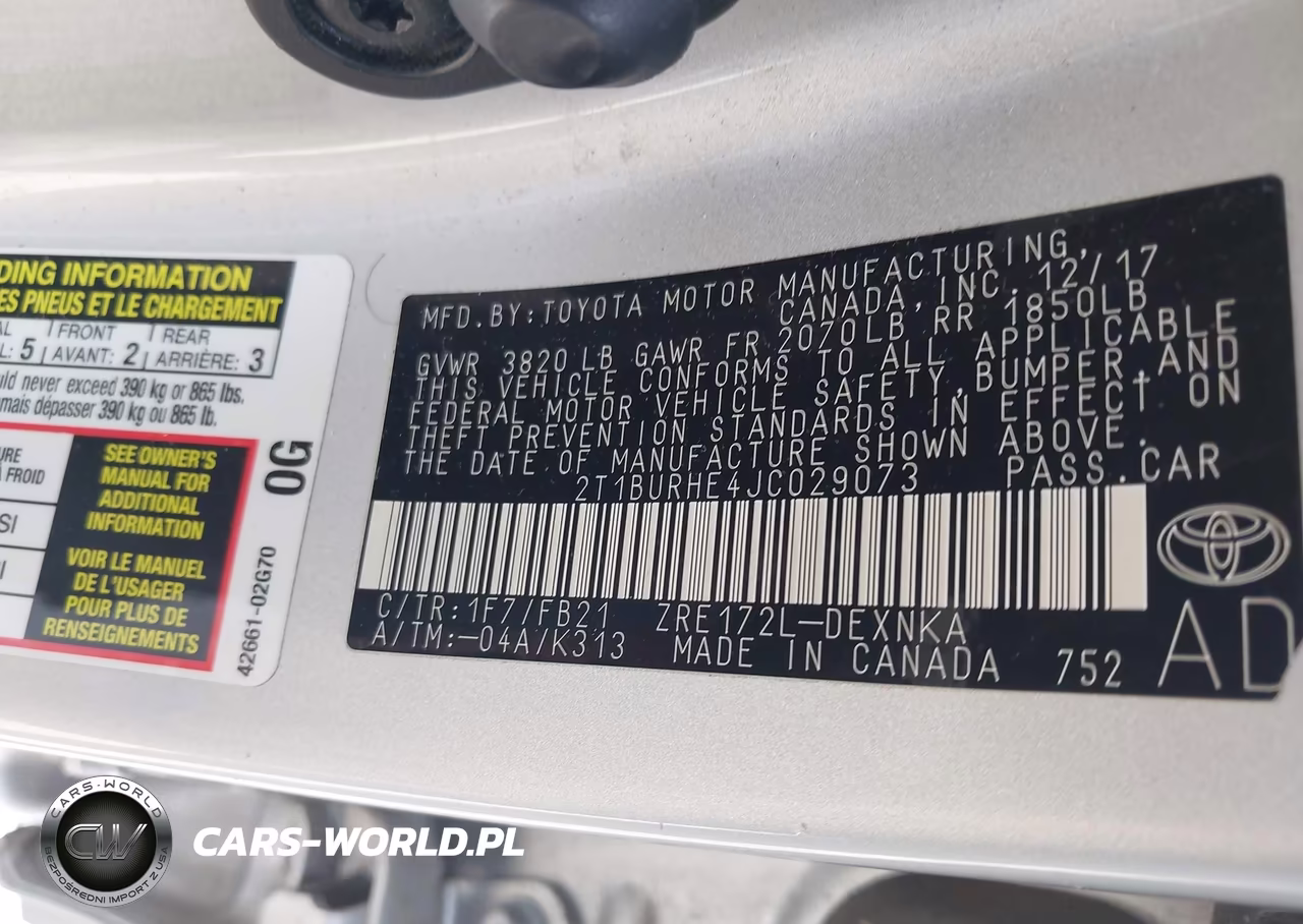 2018 Toyota Corolla Le VIN:2T1BURHE4JC029073 - 9