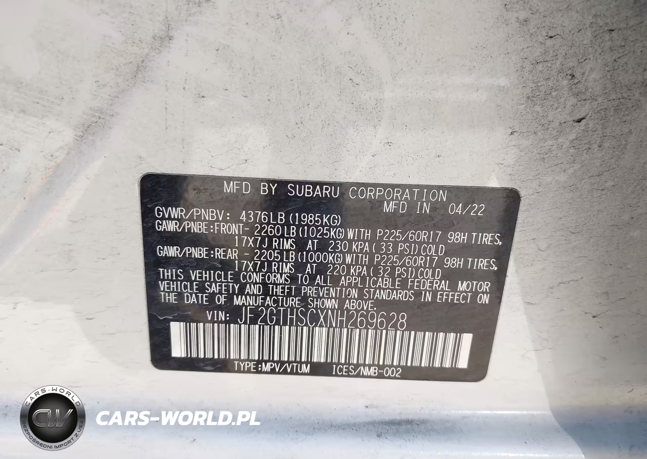 2022 Subaru Crosstrek Sport VIN:JF2GTHSCXNH269628 - 9