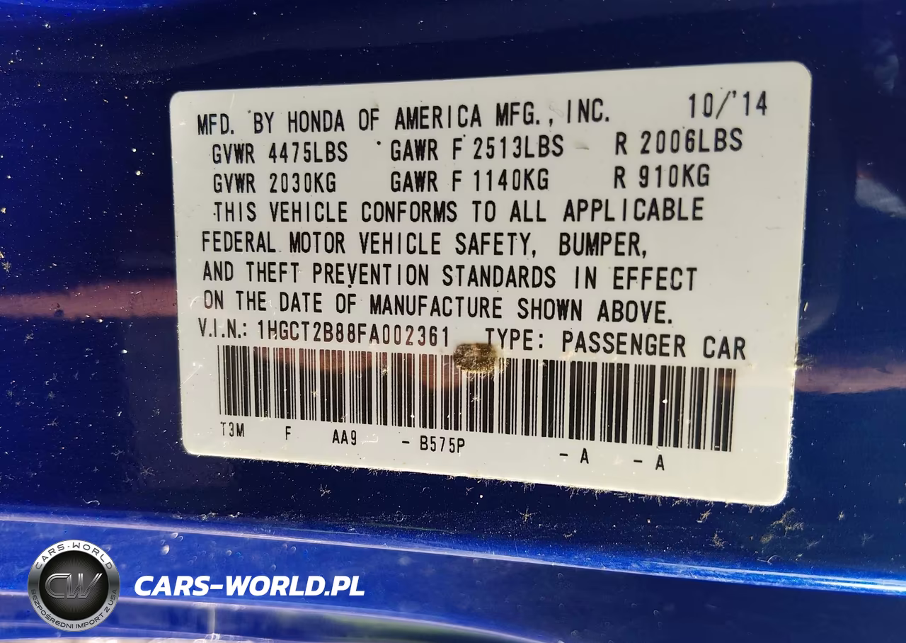 2015 Honda Accord Ex-L V-6 VIN:1HGCT2B88FA002361 - 9