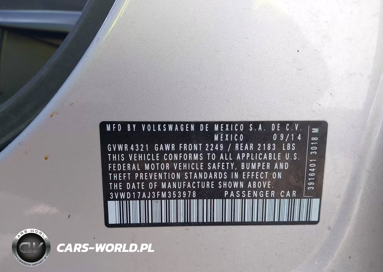 2015 Volkswagen Jetta 1.8T Se VIN:3VWD17AJ3FM353978 - 9