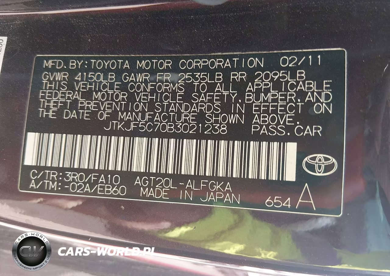 2011 Scion Tc VIN:JTKJF5C70B3021238 - 9