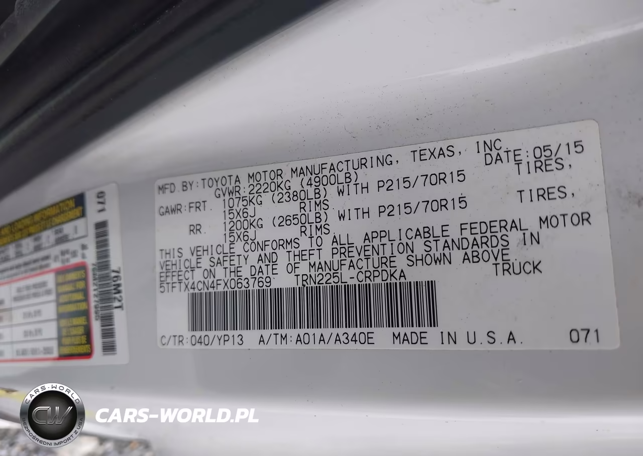 2015 Toyota Tacoma VIN:5TFTX4CN4FX063769 - 9