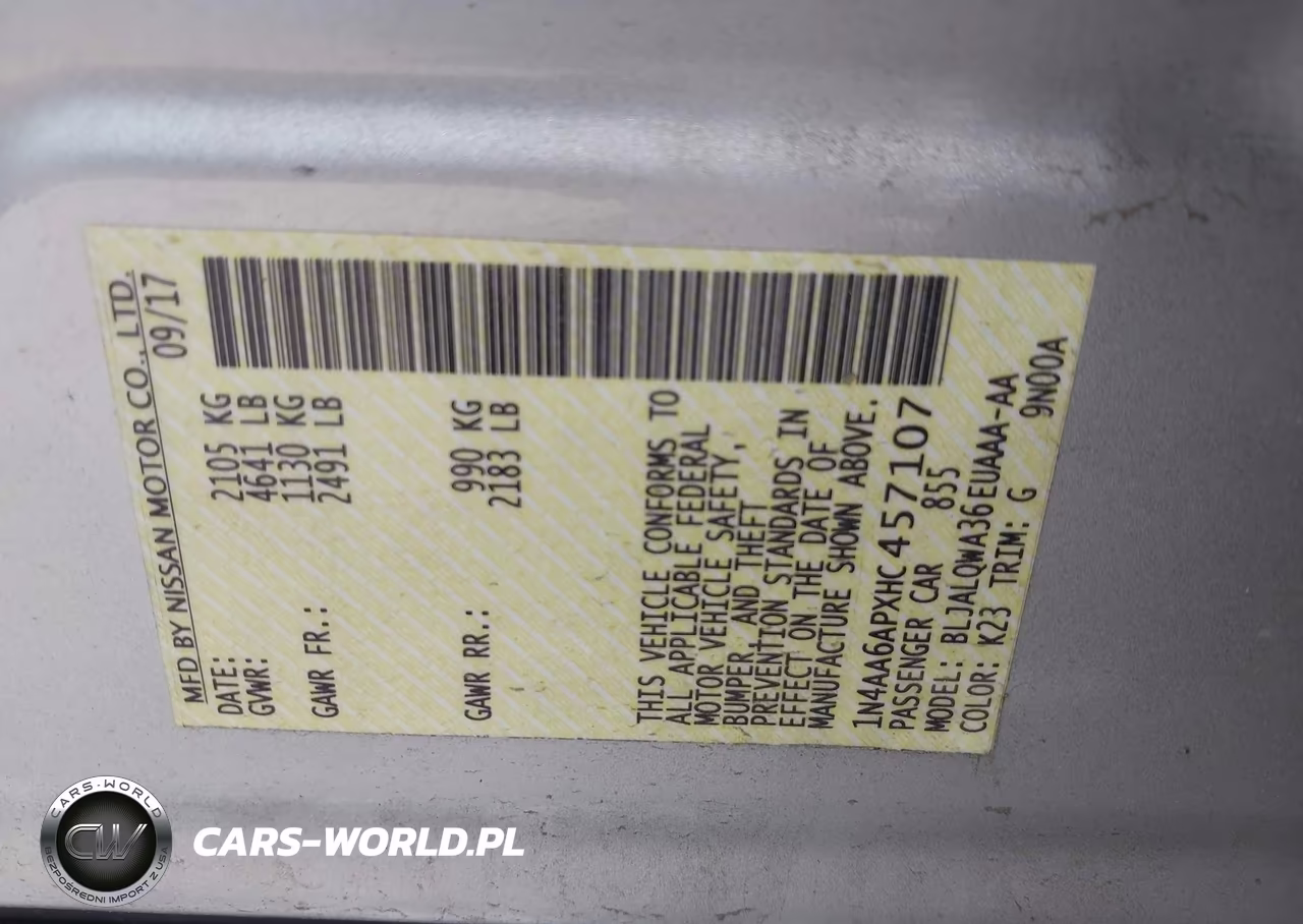 2017 Nissan Maxima 3.5 S VIN:1N4AA6APXHC457107 - 9